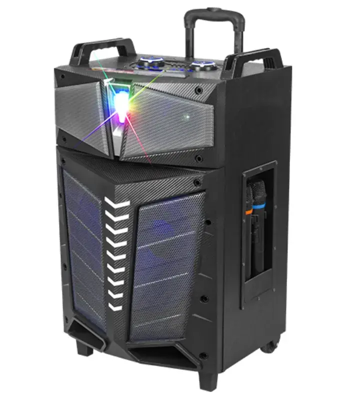 Parlante 15 Pulgadas RGB Amplificado con Ecualizador Profesional + 2 Microfonos Inalambricos | Kolav-A1528