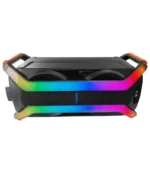 Parlante Doble Torre 2x8 RGB Amplificado + 2 Microfonos Inalambricos