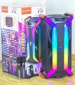 Parlante Doble Torre 2x8 RGB Amplificado + 2 Microfonos Inalambricos