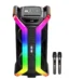 Parlante Doble Torre 2x8 RGB Amplificado + 2 Microfonos Inalambricos