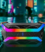Parlante Doble Torre 2x8 RGB Amplificado + 2 Microfonos Inalambricos